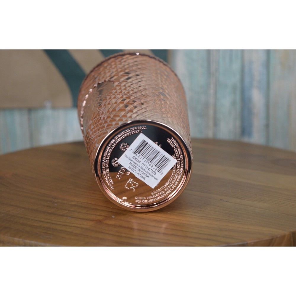 Starbucks Rose Gold Chrome Metallic Jeweled Grande 16oz Cold Cup - Picture 5 of 5